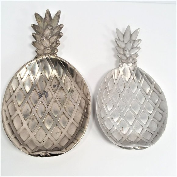 VTG Pineapple Trinket Dish Set Silver plated & Aluminum Tray E. Claire Japan - Picture 1 of 6